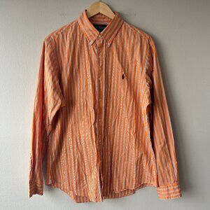 Polo Ralph Lauren Classic Fit Striped Button-Down Orange Shirt Men’s Large